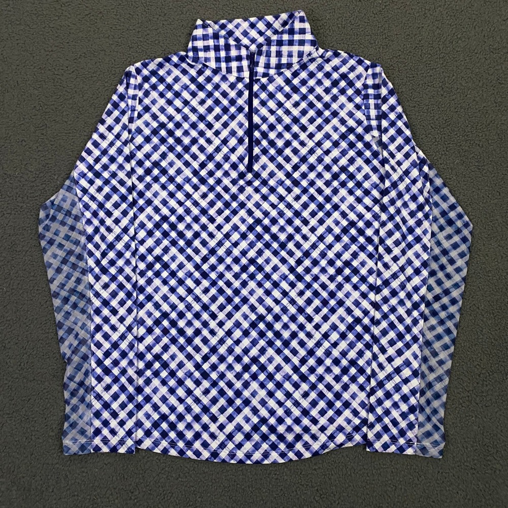 Ibkul Top Womens Medium Blue 1/4 Zip UPF 50+ Quick Dry Performance Shirt